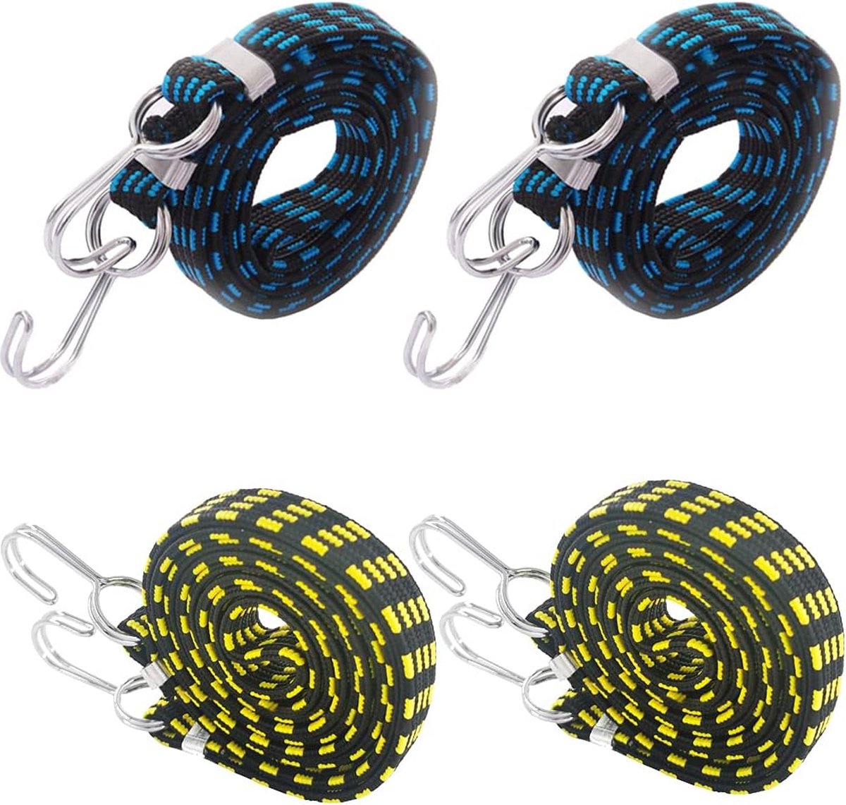 Spanband Bagagespanner (2 m lang 200 kg spankracht) met dubbele haken aan beide uiteinden Spanrubber voor het vastzetten van bagageladingen Auto Motorfiets Fiets Kamperen Spanband Pakket