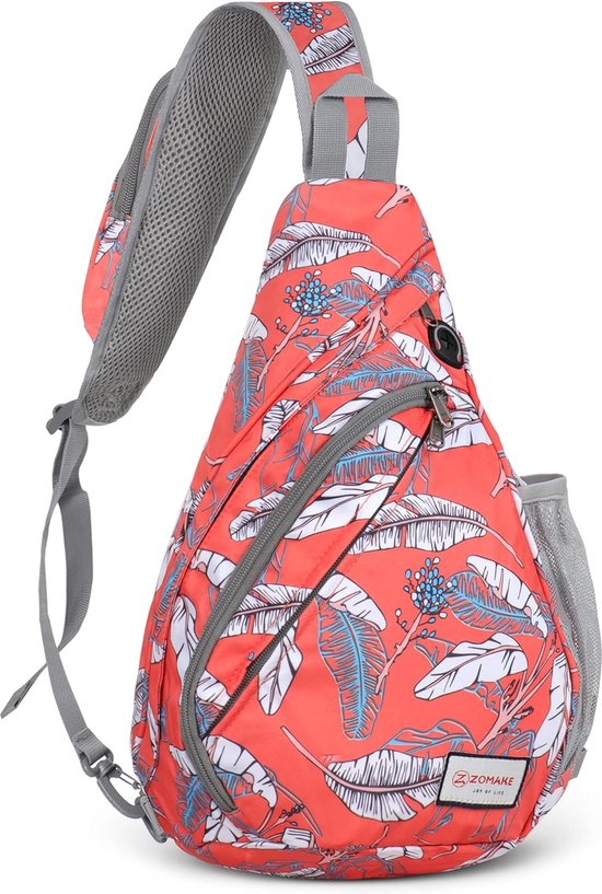 TESELOR Sling Bag Canvas voor heren, met waterfles, sling rugzak, sport