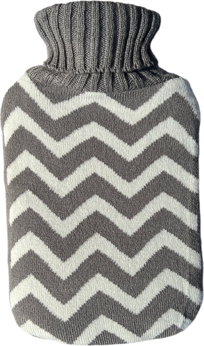 Goedkoopste Warmwaterkruik in gebreide hoes - 2 liter - grijs - 31 x 19 cm