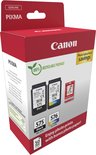 Doos met Canon Pixma inktcartridges, PG-575 zwart en CL-576 kleur, met 50 vellen fotopapier.