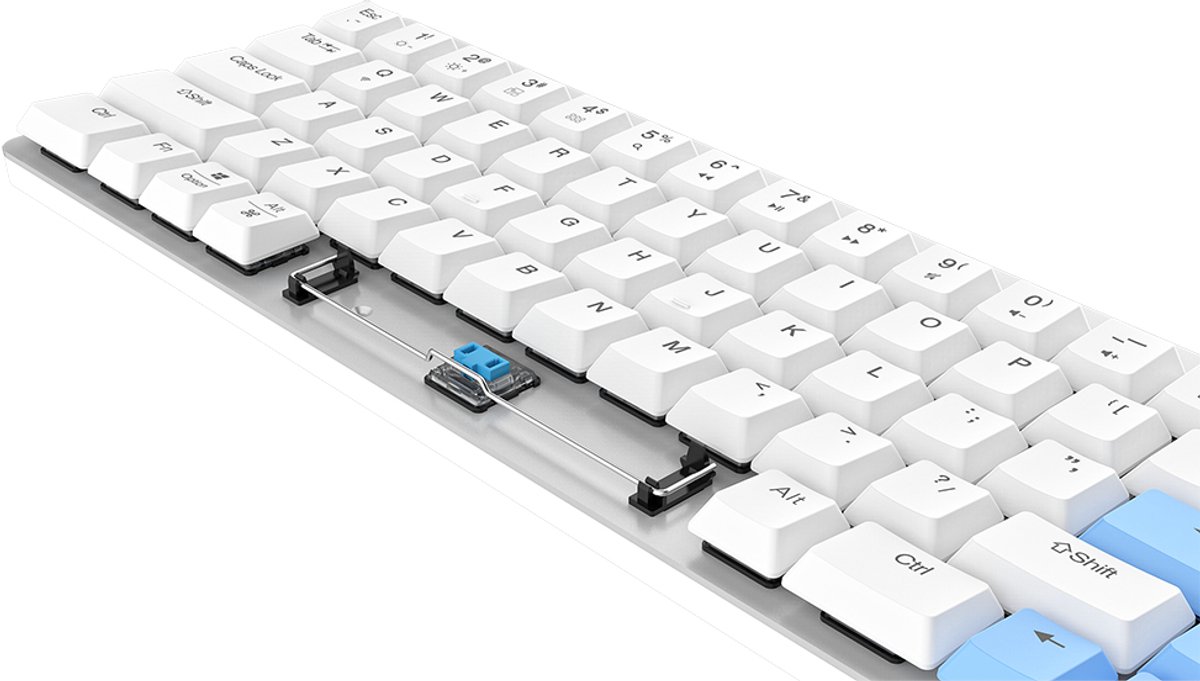 DAREU EK868 White 65% Red Low-Profile Switch Bluetooth Engels Mechanisch Gaming Toetsenbord thumbnail 2