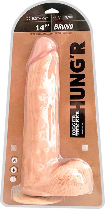 Gode ​​réaliste HUNG'R - Bruno - Beige - Longueur 36,00 cm - Diamètre Ø 7,70 cm.