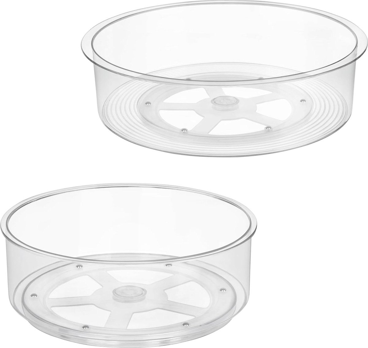 Doorzichtige Plastic Lazy Susan Organizer - 24 cm Kleine & 305 cm Grote Draaiend Opslag Rek - Voor Kast Kelder Badkamer Koelkast - BPA-vrij - Specrijen Condiment Pot - 2 Pak