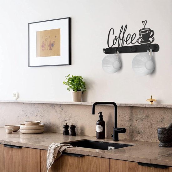 4 Pack Koffiemok Wandrek Gemonteerd met 12 Haken S Curve Metalen Koffiekop Rack Muur Opknoping Houder voor Koffie Bar Keuken Koffie Hoek Station Decor Display 4 Pack Koffiemok Wandrek Gemonteerd met 12 Haken S Curve Metalen Koffiekop Rack Muur Opknoping Houder voor Koffie Bar Keuken Koffie Hoek Station Decor Display