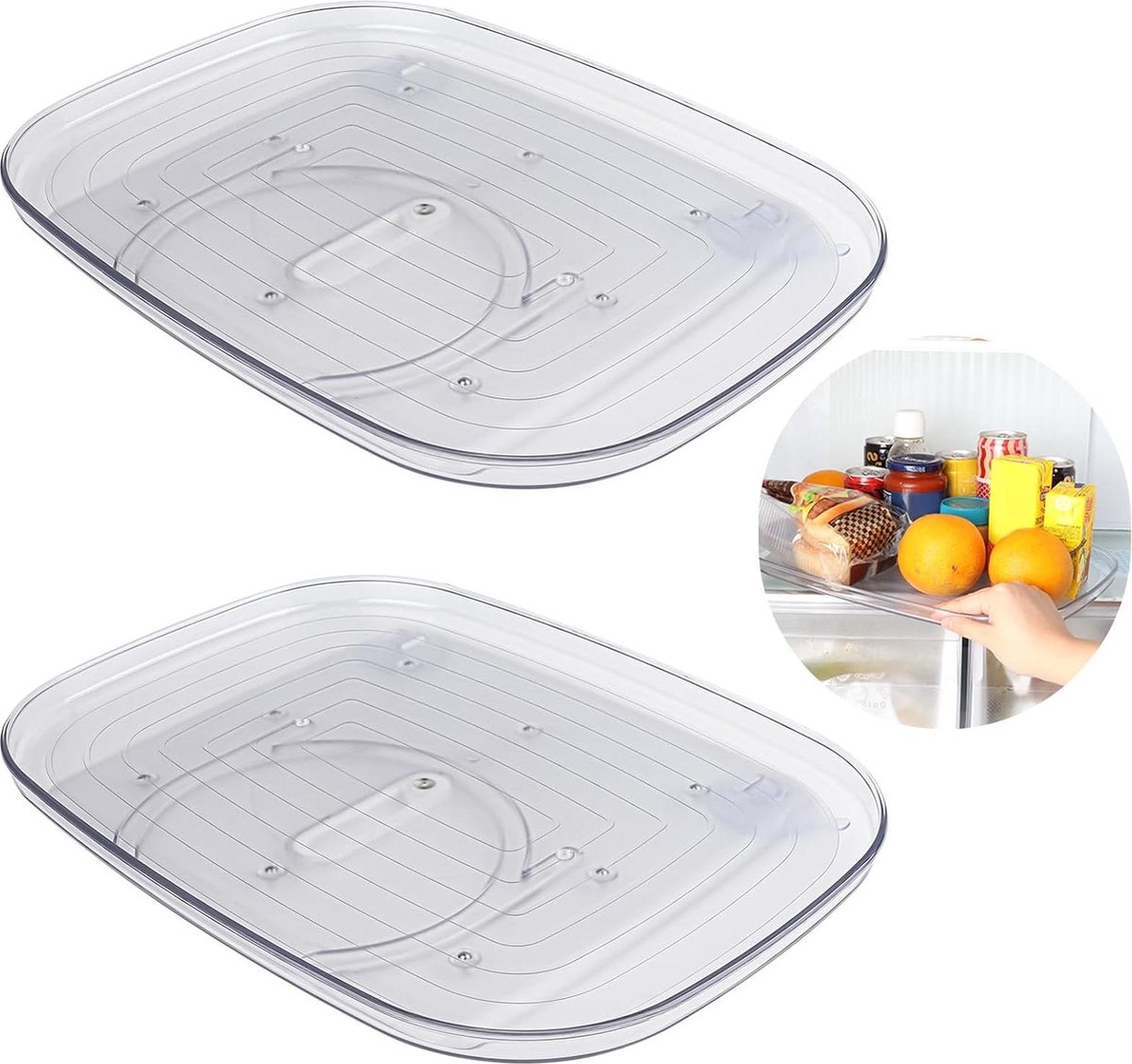 Koelkast Draaiplateau Organizer - Transparant - 360 Graden Draaibaar - Voorraadkast - Set van 2
