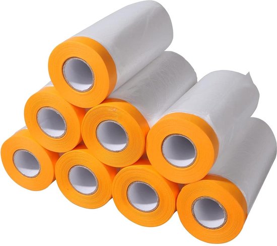 gws 1 rol afdekfolie voor schilder- en gipswerk, schilderfolie met plakband, maskerband met sterke hechting en eenvoudig te verwijderen; 1 rol, 550 mm x 20 m