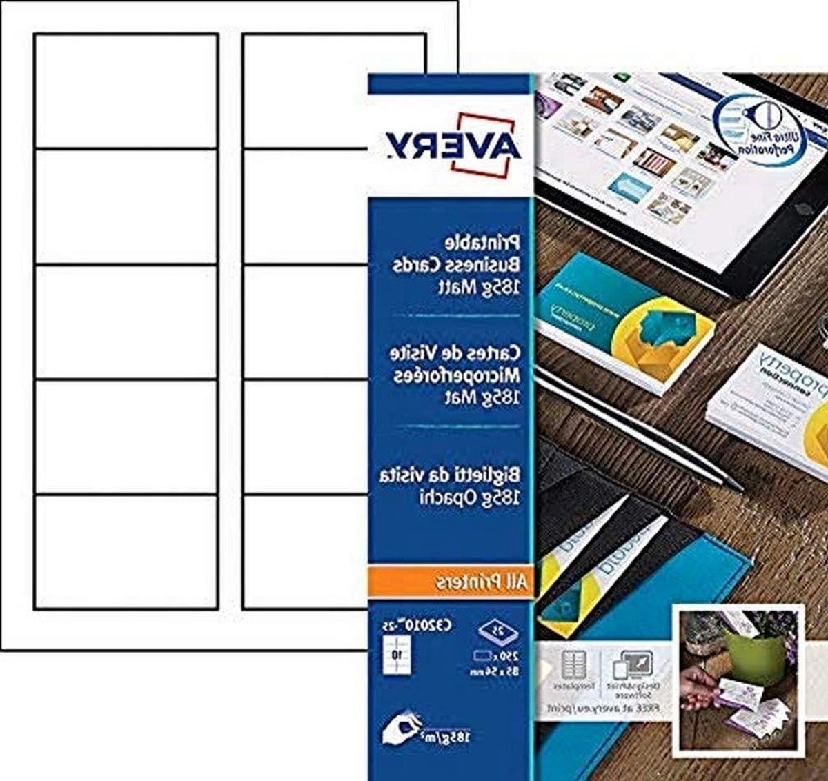 Visitekaartjes 85x54mm 185gr wit 25 vel - ILK