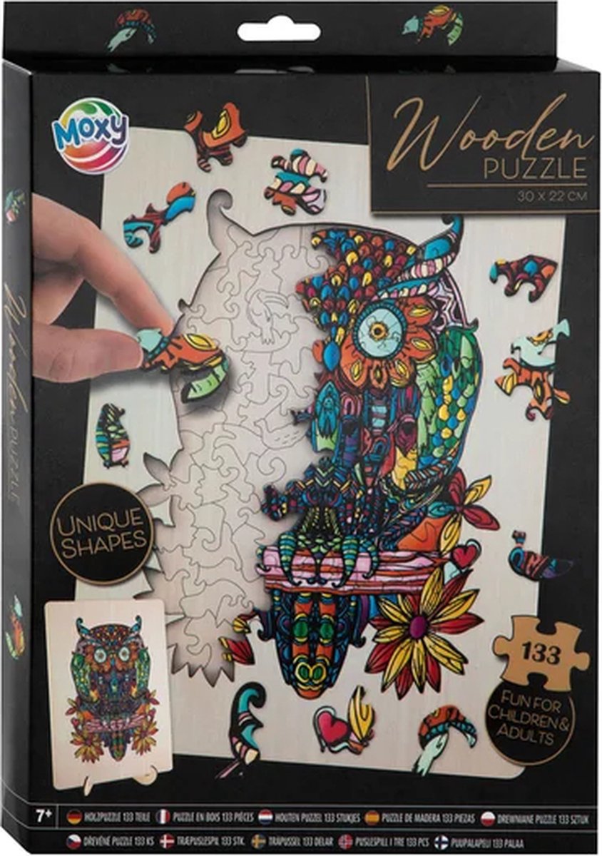 Houten puzzel voor volwassenen, 300 stukjes, visuele 3D holle muis, houten puzzels voor volwassenen, 34 x 34 cm, onregelmatige unieke puzzel, houten puzzel in dierenvorm, houten puzzel met doos