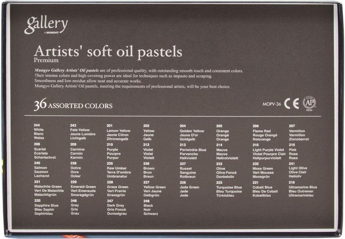 Mungyo Gallery Soft Oil Pastel for Artist Premium 36 Colors Drawing MOPV36