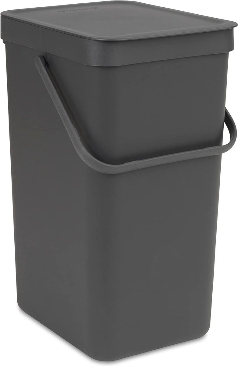 Sort & Go Trash Bin Grey 16 Liter - Grote Capaciteit - Voor Keuken en Badkamer