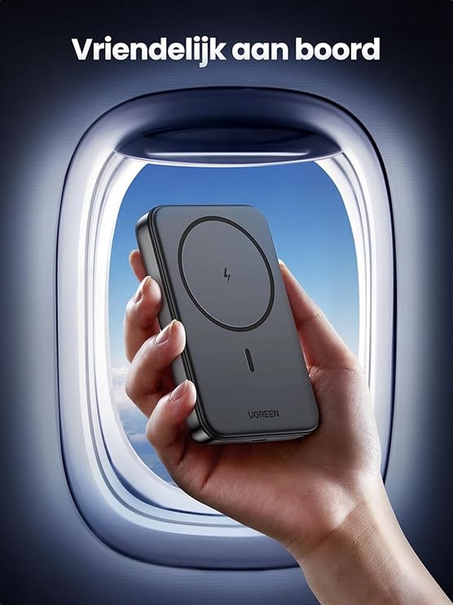 UGREEN Nexode Draadloze Powerbank 5000 mAh Magnetisch zwart - afbeelding 3