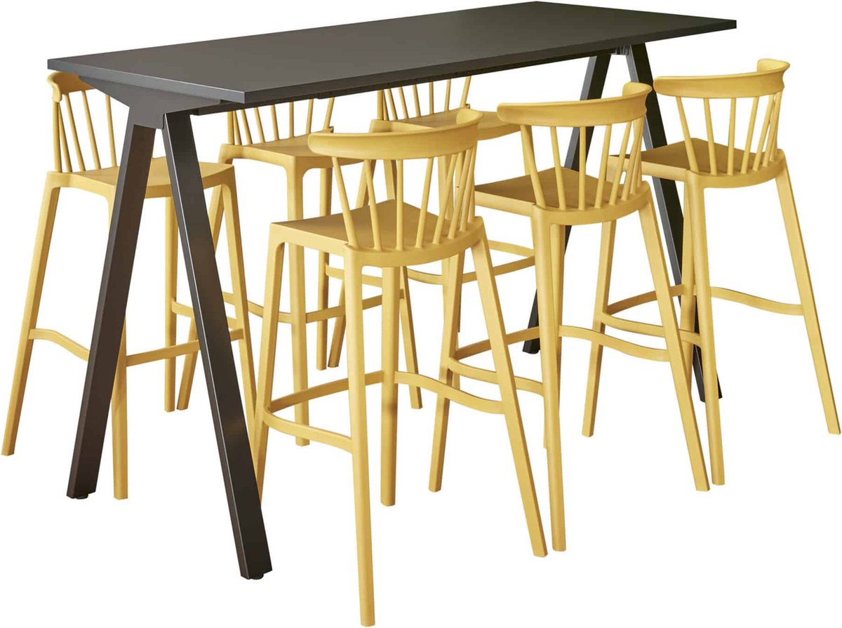 ABC Kantoormeubelen Bartafel Victory breed 140CM kleur frame Wit (RAL9010) kleur blad Halifax Eiken