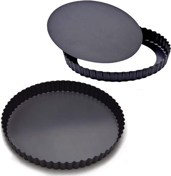 Ztowoto Plat à tarte de 20 cm avec base relevable – Moule à tarte amovible, sûr pour tarte, tarte (noir