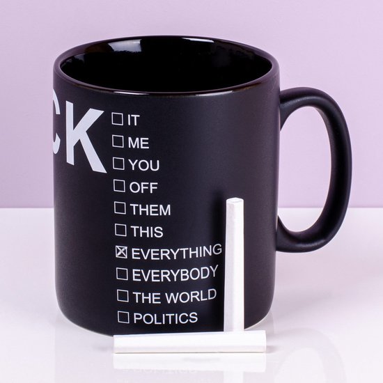 Fuck… Mug XXL - 885ML - 12,5cm x 11cm avec craie