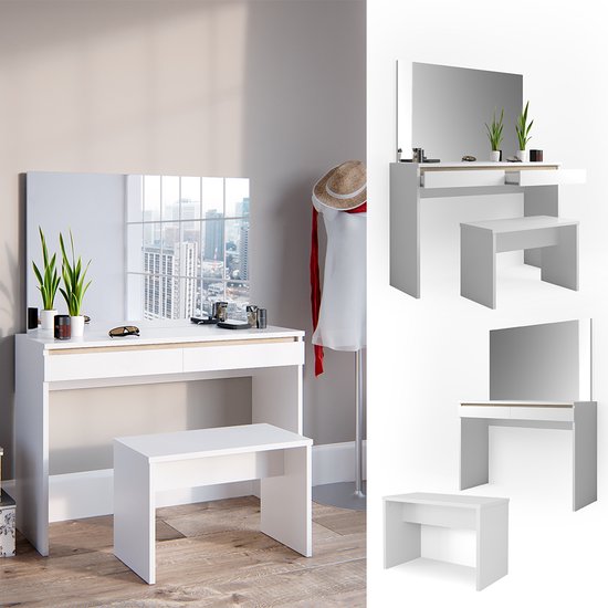 Kaptafel Emma Wit/Sonoma Krukje & LED kopen