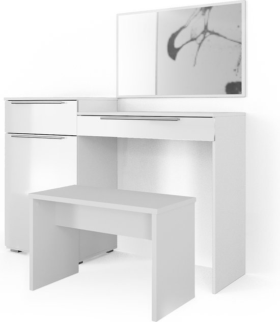 Vicco Kaptafel Sherry, Wit, 90 cm met kruk