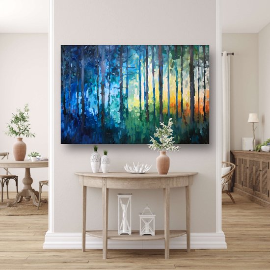 Portrait de forêt - Décoration murale nature - Peinture sur toile Lumière - Décoration murale moderne - Toile - Décoration chambre toile 120x80 cm