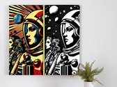Pop art zwart wit schilderij | Monochroom meesterwerk: een moderne oogstrelende pop art creatie | Kunst - 30x30 centimeter op Canvas | Foto op Canvas