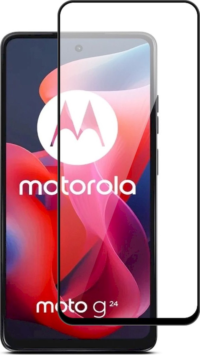Mobigear Screenprotector geschikt voor Motorola Moto G24 Glazen | Mobigear Premium Screenprotector - Case Friendly - Zwart