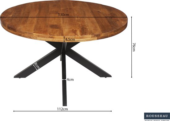 Mango Houten ovalen tafel Alexa - metalen frame - 200 cm