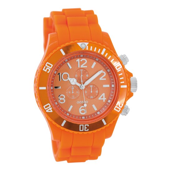 OOZOO Timepieces - Fluo oranje horloge met fluo oranje rubber band - C4836