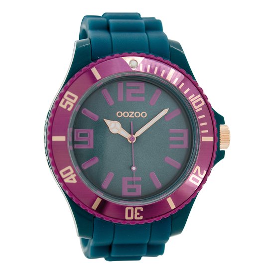 OOZOO Timepieces - Aqua blauwe horloge met aqua blauwe rubber band - C5836