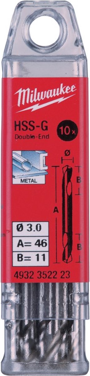 Milwaukee Metaalboren HSS-Ground - Tweezijdig borend 3.20 x 49-10 stuks - 4932352224