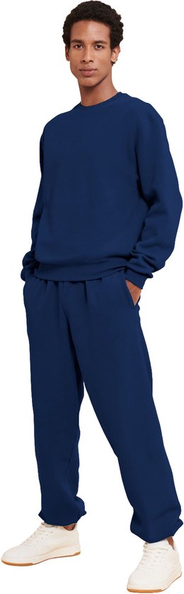 Foto: Untje klassiek huispak joggingpak dames heren unisex sweatshirt joggingbroek katoen fleece winter marine l