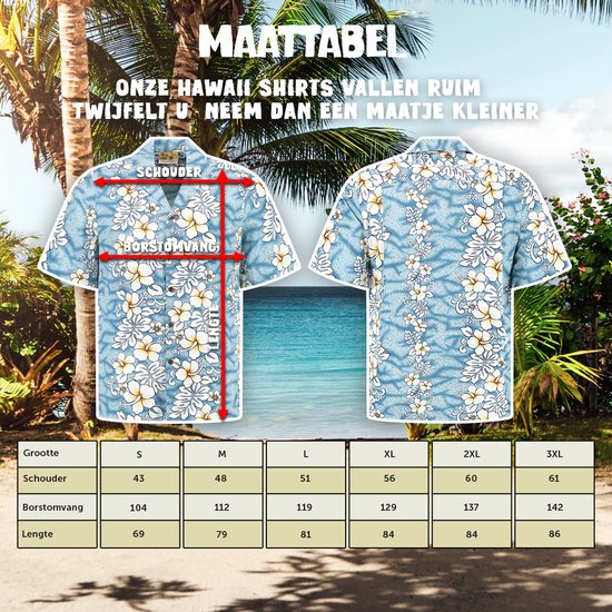 Hawaii Blouse Mannen - Shirt - Hemd - 100% Katoen - Overhemd Heren Korte Mouw - Made in Hawaii "Oceaan Oase" Maat S