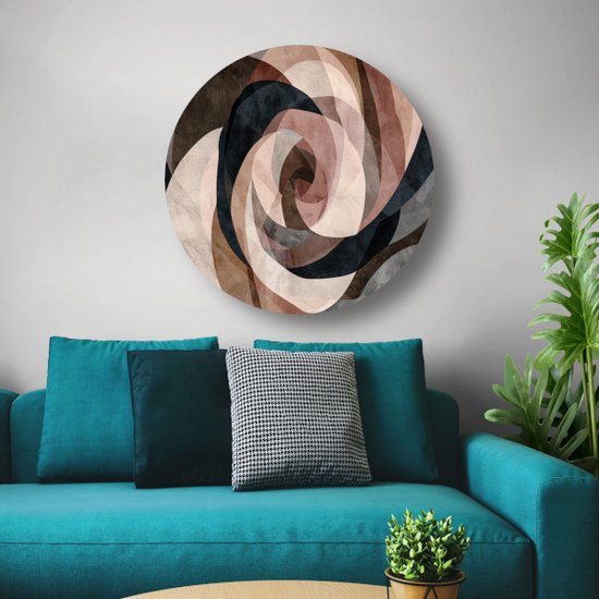 Peinture spirale ronde - Forme cercle mural - Cercles muraux Formes - Peinture Vintage - Cercle mural - Décoration murale chambre cercle mural forex 50x50 cm