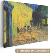 Canvas schilderij 40x30 cm - Wanddecoratie Caféterras bij nacht - Vincent van Gogh - Muurdecoratie woonkamer - Slaapkamer decoratie - Kamer accessoires - Schilderijen op canvas