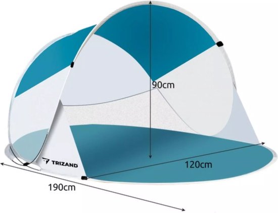 Trizand Pop-up Strandtent - 190x120x90cm - Met Mugennet - Ideaal voor Stranduitjes van Trizand — afbeelding 5