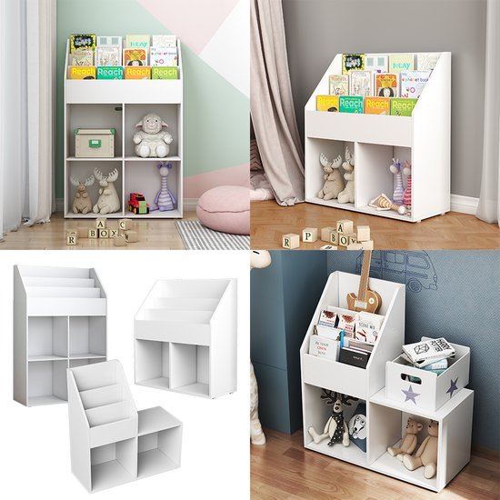 Bibliothèque enfant Luigi 72x79cm sans boîtes pliantes Blanc Vicco - Maison