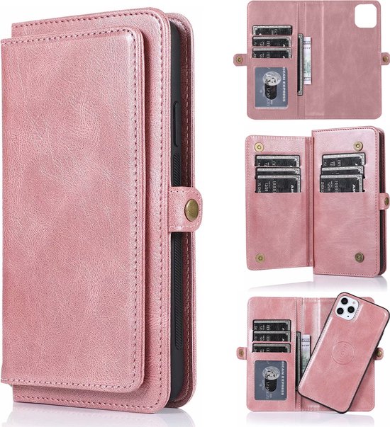 Samsung Galaxy S21 - Étui Bookcase amovible 2 en 1 - Coque arrière - Magnétique - Porte-cartes - Portefeuille - Cuir - Samsung Galaxy S21 - Or rose