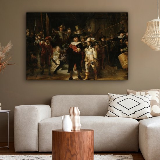 Peinture sur Toile La Ronde de Nuit - Art - Maîtres Anciens - Rembrandt - 150x100 cm - Décoration murale