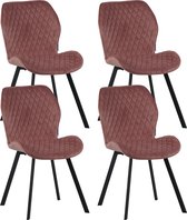 Colenis® - Chaise de salle à manger Rio - Set de 4 - Rose - Velours - Velours - Industriel