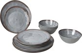 Bo-Camp - Servies - Halo - 12 Stuks - Grijs