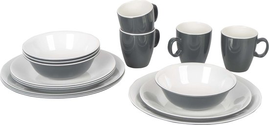 Foto: Bo camp servies two tone 16 stuks grijs