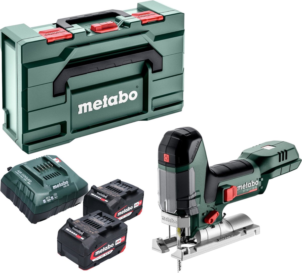 Metabo ST 18 LT 130 BL accu-decoupeerzaag 18 V 130 mm borstelloos + 2x accu 4,0 Ah + oplader + Metabox