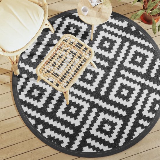 Tapis d'extérieur Chevron ARAKIL Noir et gris 600 × 300 cm vidaXL 42003461 - Gamm vert