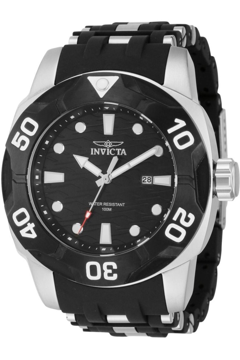 Invicta Sea Spider 44116 Heren Horloge - Waterdicht - Analoog - Quartz Uurwerk - Roestvrij Staal met zwarte Wijzerplaat -50mm