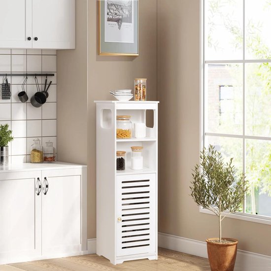 thumbnail: UTOKON Waterdichte Badkamerkast - Witte Staande Opbergkast Met Planken Voor Toilet, Slaapkamer, Keuken En Woonkamer