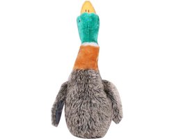 Dogi Honden speelgoed - speel eend - 36 x 10 cm - bruin/groen- cadeau - hondenspeeltjes