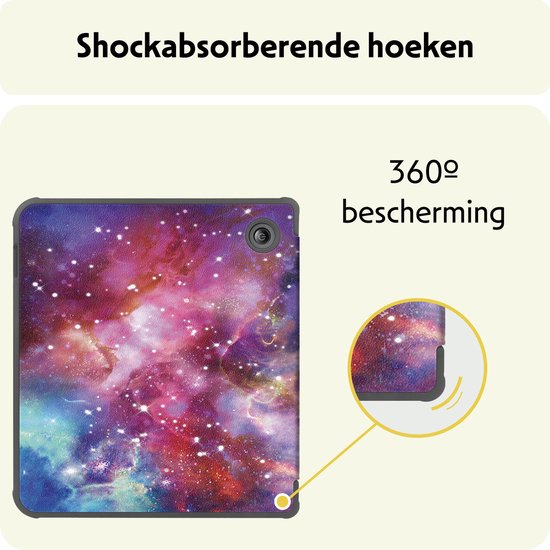 Hoesje Geschikt voor Kobo Libra Colour Hoes Bescherm Hoesje Case Sleep Cover Met Screenprotector - Hoes Geschikt voor Kobo Libra Colour Hoesje - Galaxy van Hoesje  — afbeelding 4