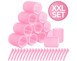 RENALUX - Bigoudis XXL Set - Bigoudis - Boucles sans Chaleur - Cheveux Autocollants - Bigoudis Adhésifs - Set Groot pour Boucles - Boucles sans Chaleur - Rose -