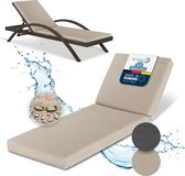 Beautissu QD-RL – Tuinkussen Liegstoel 190x60 cm – 100% Waterdicht – Ligbedkussen Weerbestendig – Sneldrogend – Wasbare Hoes – Natuur