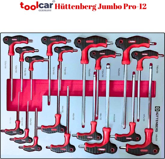 Chariot à Outils Toolcar Jumbo Pro 12 - 12 Tiroirs Verrouillables - Noir/Rouge - Atelier & Garage