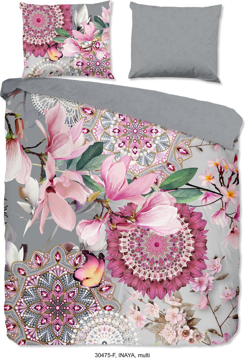 HIP dekbedovertrek mandalas en magnolia bloemen - 2 persoons 200x200/220 cm - Multi - 100% Katoen flanel