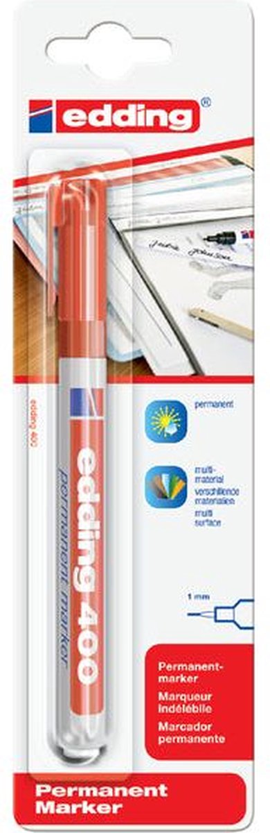 Edding Viltstift 400 rond 1mm rood Blister a 1 stuk 10 stuks