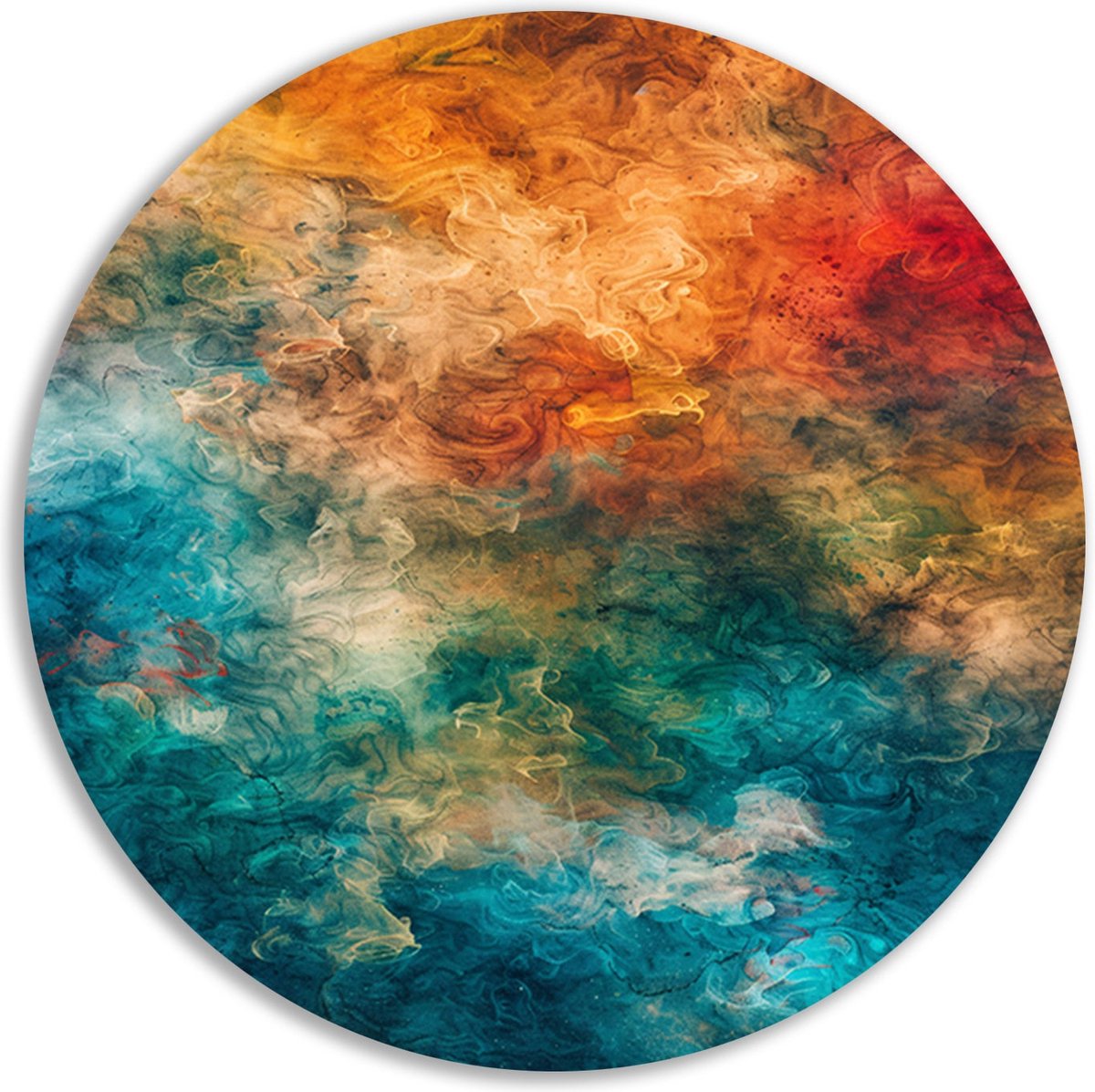 Kleuren wandpaneel - Abstractie schilderij - Wandcirkels Vlekken - Muurdecoratie landelijk